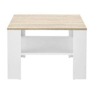 Tavolino da caffè Aachen 60x60x40 cm con ripiano, effetto bianco/rovere