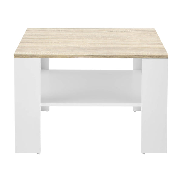 Tavolino da caffè Aachen 60x60x40 cm con ripiano, effetto bianco/rovere