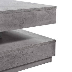 Tavolino Florence 76x76x38 cm, girevole con ripiano, effetto cemento