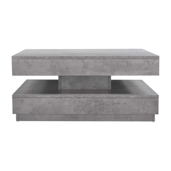 Tavolino Florence 76x76x38 cm, girevole con ripiano, effetto cemento