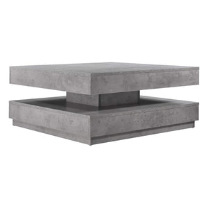Tavolino Florence 76x76x38 cm, girevole con ripiano, effetto cemento