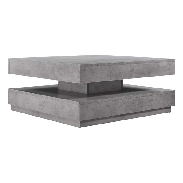 Tavolino Florence 76x76x38 cm, girevole con ripiano, effetto cemento