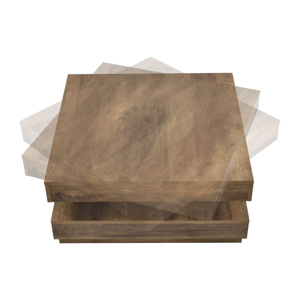 Couchtisch Florenz 76x76x38 cm Drehbar mit Ablage Holzfarben