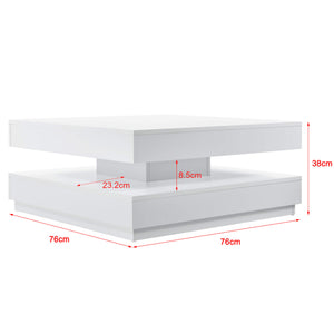 Couchtisch Florenz 76x76x38 cm Drehbar mit Ablage Weiss