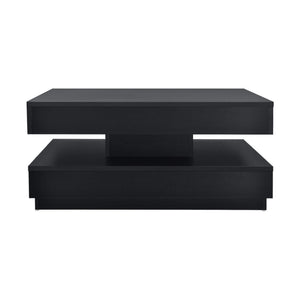 Couchtisch Florenz 76x76x38 cm Drehbar mit Ablage Schwarz