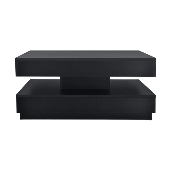 Couchtisch Florenz 76x76x38 cm Drehbar mit Ablage Schwarz