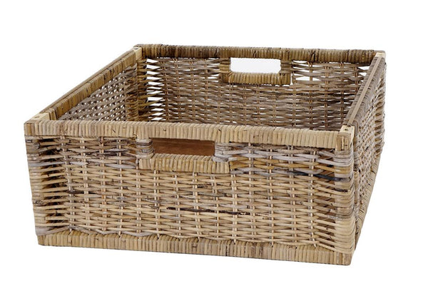 Couchtisch Tula Holztisch 38x112x52cm 2 Körbe
