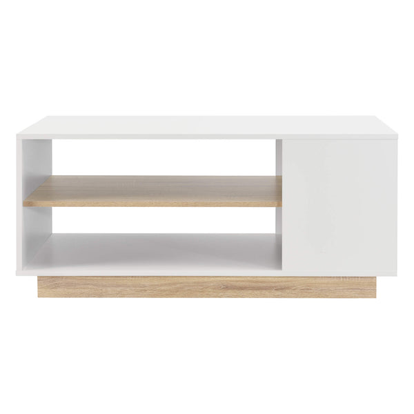 Tavolino Trelleborg 100x60x46 cm con 2 ripiani, bianco/rovere