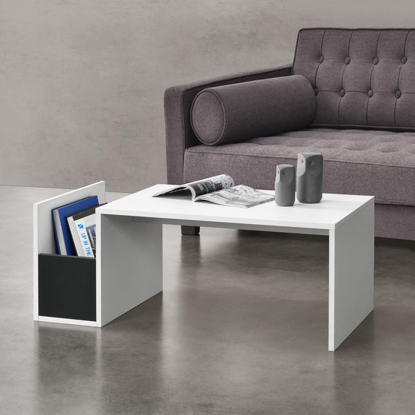 Table basse Bollnäs 90x45x35 cm avec compartiment de rangement Blanc