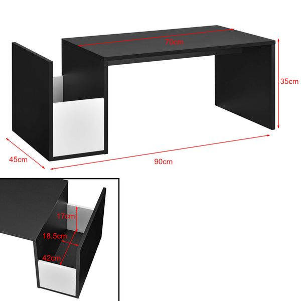Table basse Bollnäs 90 x 45 x 35 cm avec compartiment de rangement, noire