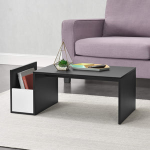 Table basse Bollnäs 90 x 45 x 35 cm avec compartiment de rangement, noire