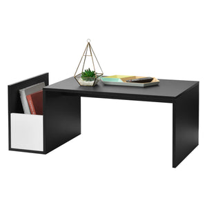 Table basse Bollnäs 90 x 45 x 35 cm avec compartiment de rangement, noire