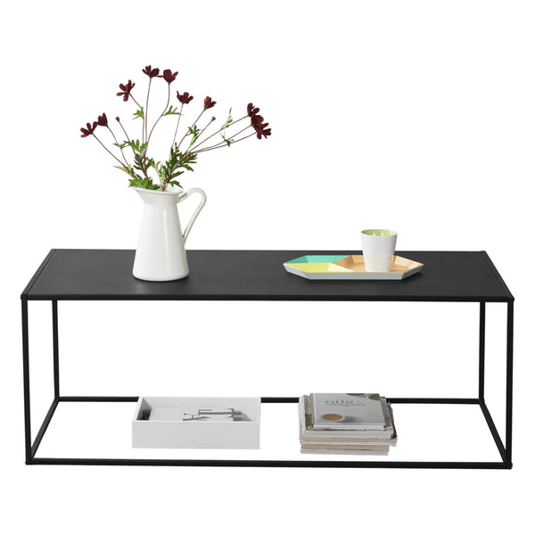 Tavolino Montolivet, 40x110x50 cm, metallo antigraffio, nero