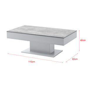 Tavolino Lünen con 2 scomparti portaoggetti, effetto cemento, grigio chiaro