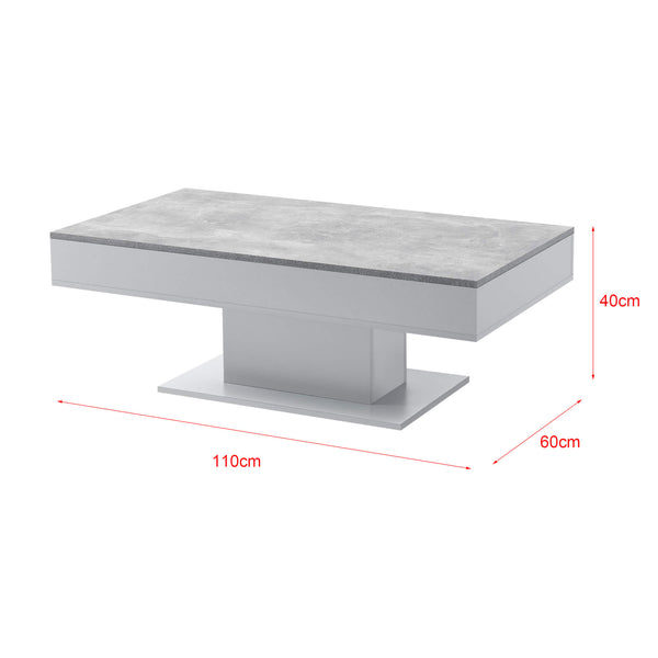 Tavolino Lünen con 2 scomparti portaoggetti, effetto cemento, grigio chiaro