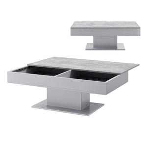 Tavolino Lünen con 2 scomparti portaoggetti, effetto cemento, grigio chiaro