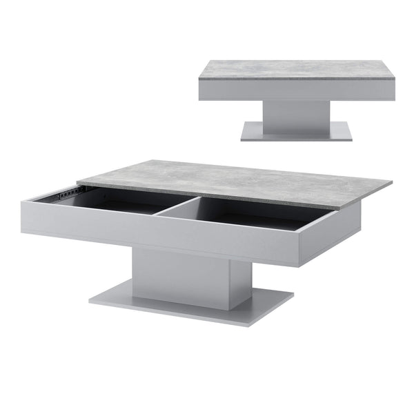 Tavolino Lünen con 2 scomparti portaoggetti, effetto cemento, grigio chiaro