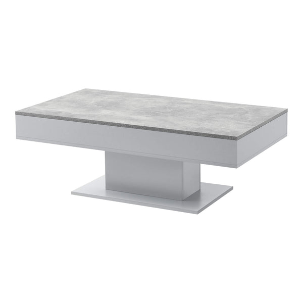 Tavolino Lünen con 2 scomparti portaoggetti, effetto cemento, grigio chiaro