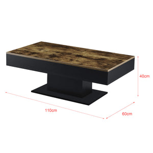 Table basse Lünen 40x110x60 cm avec rangement, coloris bois/noir