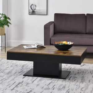 Table basse Lünen 40x110x60 cm avec rangement, coloris bois/noir