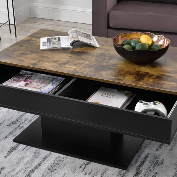 Table basse Lünen 40x110x60 cm avec rangement, coloris bois/noir