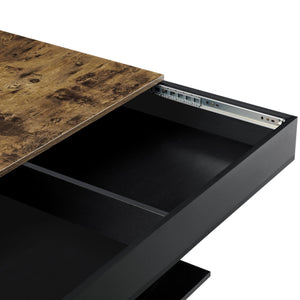 Table basse Lünen 40x110x60 cm avec rangement, coloris bois/noir