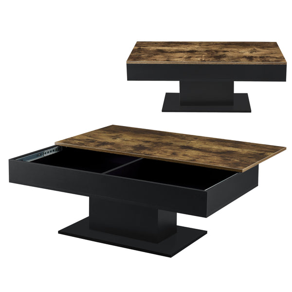 Table basse Lünen 40x110x60 cm avec rangement, coloris bois/noir
