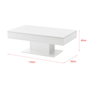 Tavolino Lünen con 2 vani portaoggetti, bianco lucido