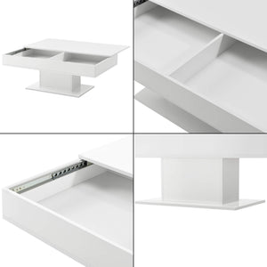 Tavolino Lünen con 2 vani portaoggetti, bianco lucido