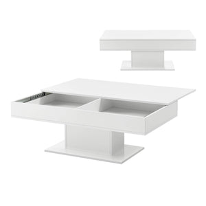 Tavolino Lünen con 2 vani portaoggetti, bianco lucido