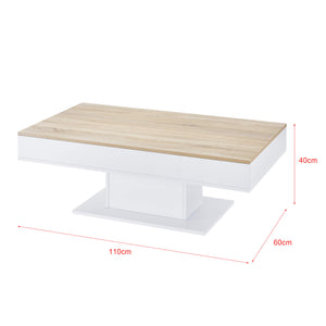 Tavolino Lünen 40x110x60cm con 2 scomparti portaoggetti, effetto rovere, bianco