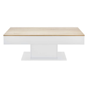 Tavolino Lünen 40x110x60cm con 2 scomparti portaoggetti, effetto rovere, bianco