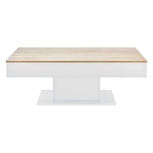 Tavolino Lünen 40x110x60cm con 2 scomparti portaoggetti, effetto rovere, bianco