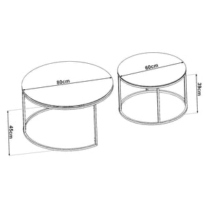 Couchtisch Kokkola im 2er Set aus Klarglas Schwarz/Transparent