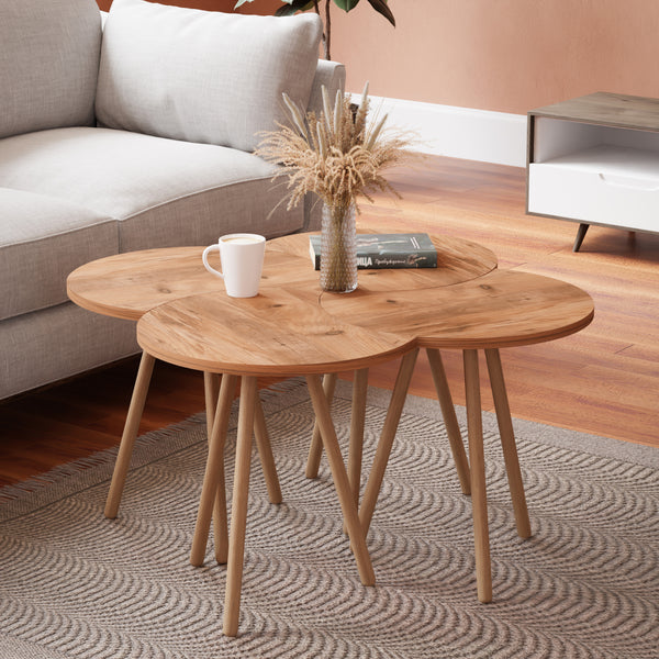 Tavolino da caffè Højer in set da 4 48x45x32cm effetto legno