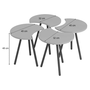 Couchtisch Højer im 4er Set 48x45x32cm Weiss/Holzoptik