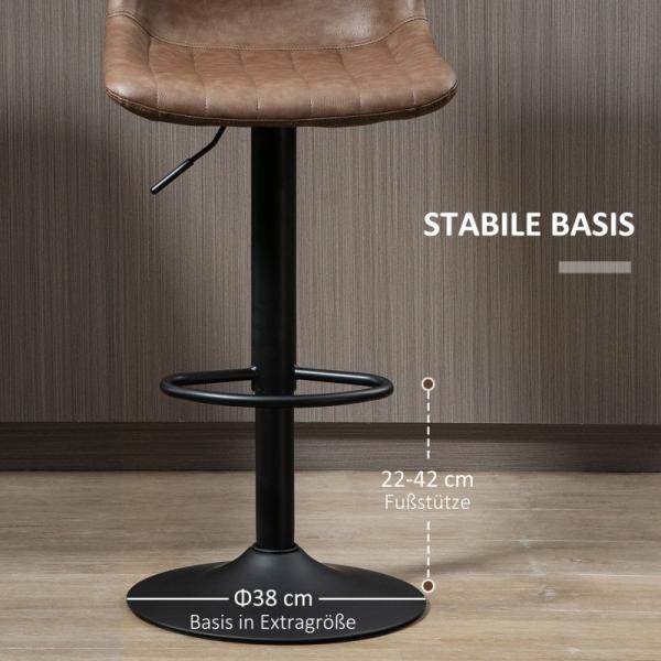 Barhocker 2er-Set im Retrodesign höhenverstellbar Braun