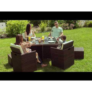 Aluminium Rattan Sitzgruppe Manhattan 4+4+1, grau