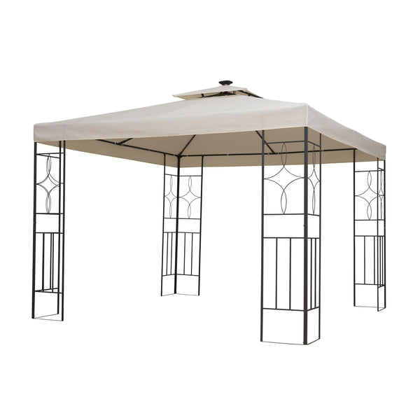 Gartenpavillon LED 3 x 3 m beige