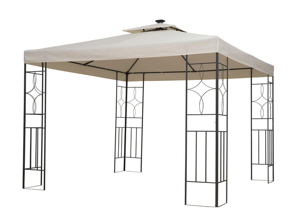 Gartenpavillon LED 3 x 3 m beige