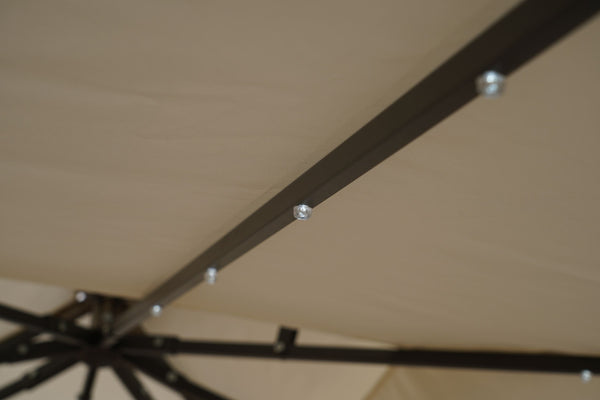 Gartenpavillon LED 3 x 3 m beige