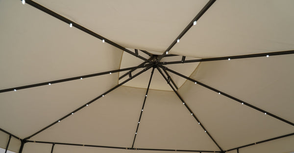 Gartenpavillon LED 3 x 3 m beige