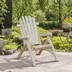 Adirondack Gartenstuhl Gartensessel Holzstuhl Hochlehner mit Armlehne Tannenholz Natur
