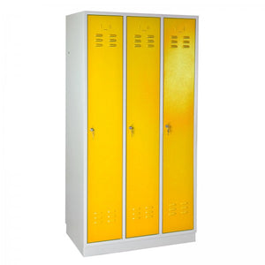 ADB - Garderobenschrank Spind 3-türig rapsgelb 1775x890x500 mm