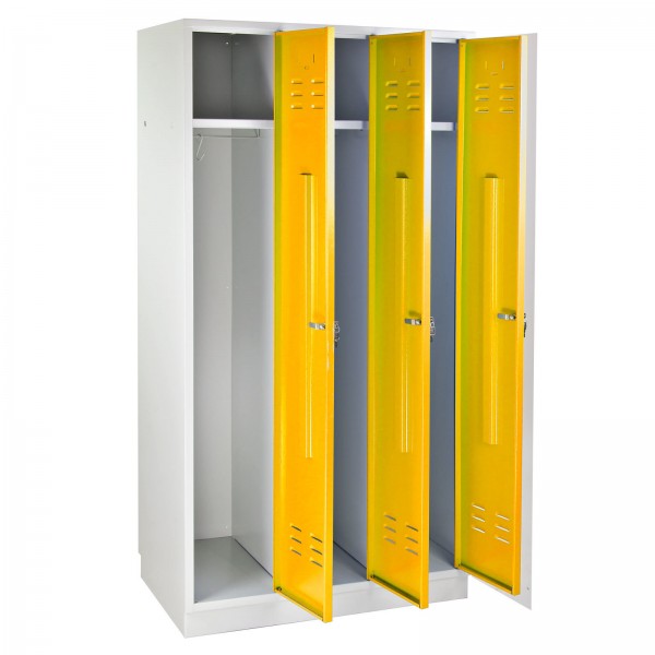 ADB - Garderobenschrank Spind 3-türig rapsgelb 1775x890x500 mm