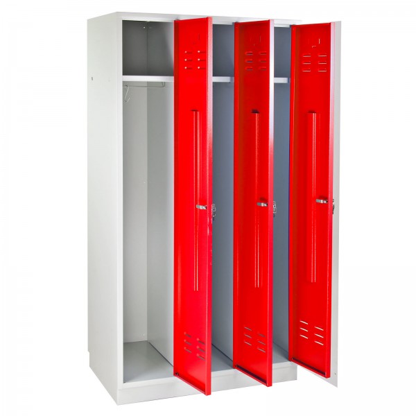 ADB - Garderobenschrank Spind 3-türig feuerrot 1775x890x500 mm