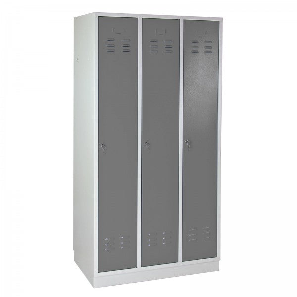 ADB - Garderobenschrank Spind 3-türig silbergrau 1775x890x500 mm