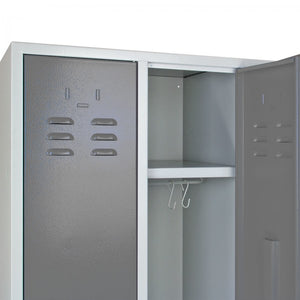 ADB - Garderobenschrank Spind 3-türig silbergrau 1775x890x500 mm