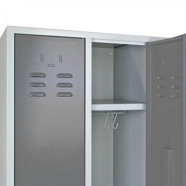 ADB - Garderobenschrank Spind 3-türig silbergrau 1775x890x500 mm