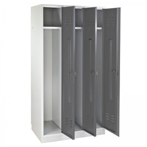 ADB - Garderobenschrank Spind 3-türig silbergrau 1775x890x500 mm